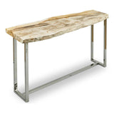 Raw Petrified Wood Rectangular Console Table Console Tables LOOMLAN By Urbia