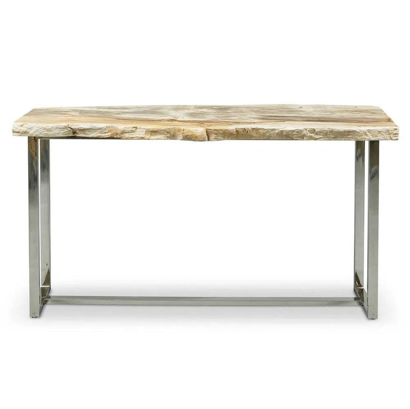 Raw Petrified Wood Rectangular Console Table Console Tables LOOMLAN By Urbia