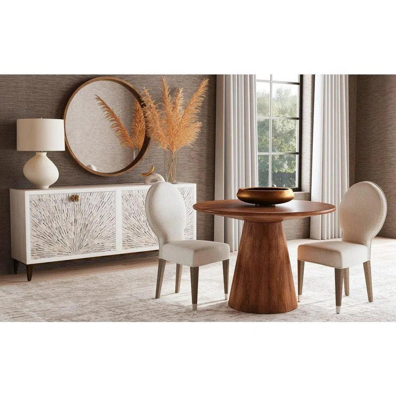 Raynor Mango Wood and Resin Brown Round Dining Table Dining Tables LOOMLAN By Bassett Mirror