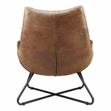 Real Leather Armless Chair Tufted Brown Tan Leather Lounger Accent Chairs LOOMLAN By Moe's Home