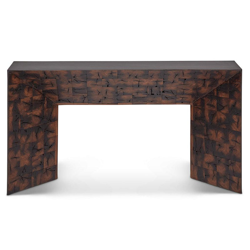 Reclaimed Old Post Wooden Inlay Rectangular Console Table Console Tables LOOMLAN By Urbia