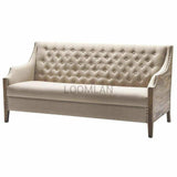 Reclaimed Wood Tufted Back Nail Trim Accent Sofa Couch Sofas & Loveseats LOOMLAN By LOOMLAN