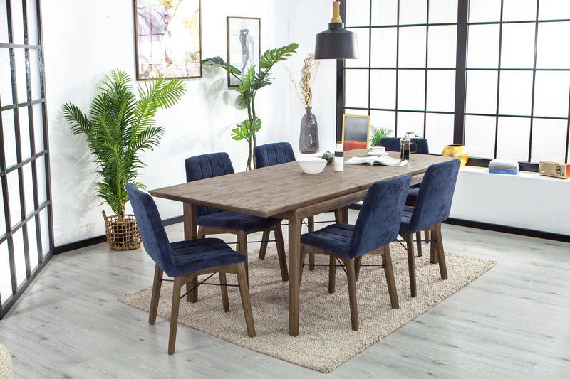 Rectangle Natural Brown Dining Table Wood Top With Wood Base Dining Tables LOOMLAN By LH Imports