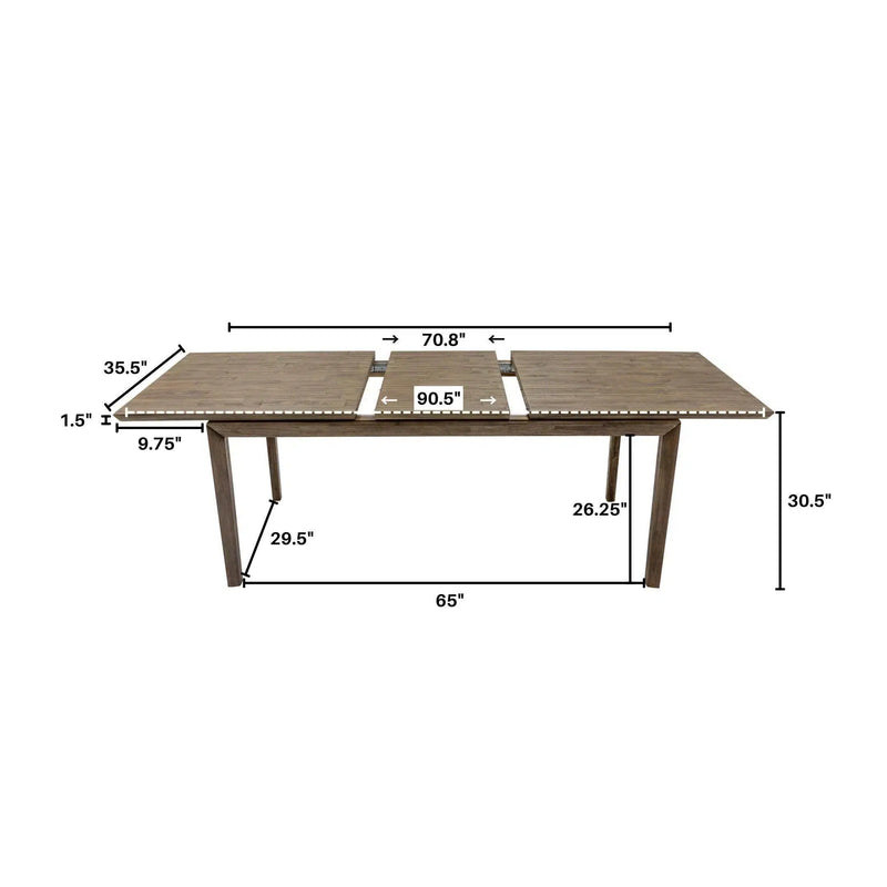 Rectangle Natural Brown Dining Table Wood Top With Wood Base Dining Tables LOOMLAN By LH Imports