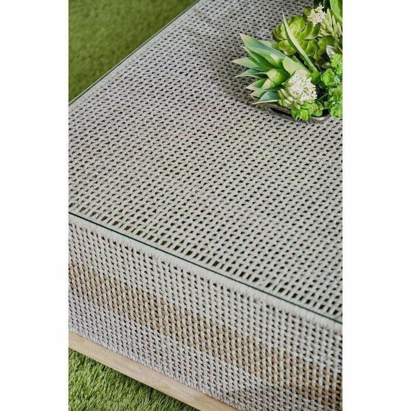 Rectangle Tapestry Outdoor Coffee Table Taupe & White Rope Outdoor Coffee Tables LOOMLAN By Essentials For Living