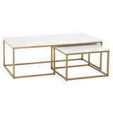 Rectangle White Nesting Marble Brushed Gold Coffee Tables LOOMLAN By Essentials For Living