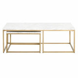 Rectangle White Nesting Marble Brushed Gold Coffee Tables LOOMLAN By Essentials For Living