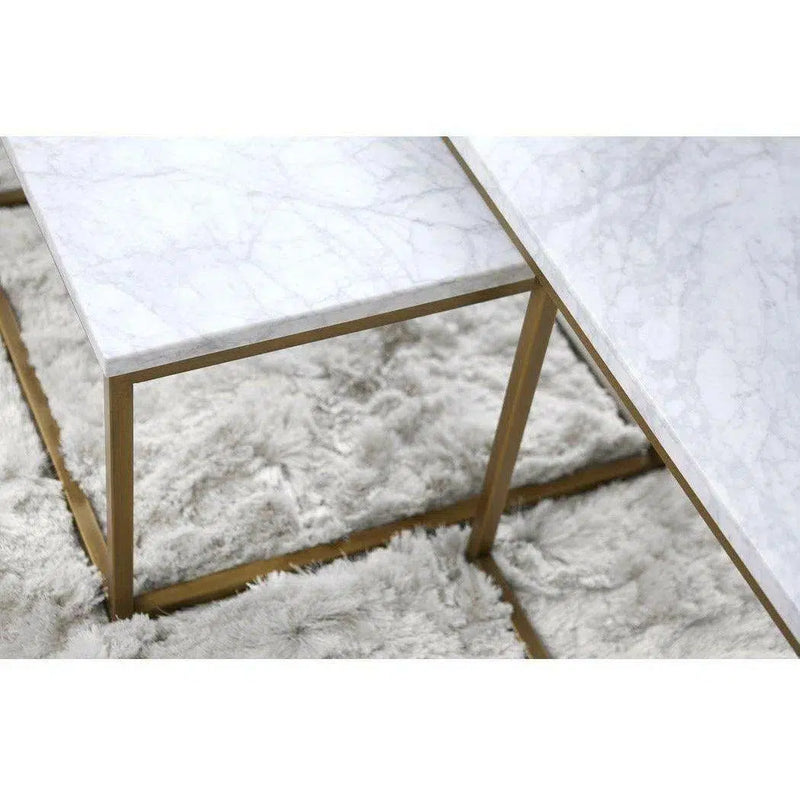 Rectangle White Nesting Marble Brushed Gold Coffee Tables LOOMLAN By Essentials For Living