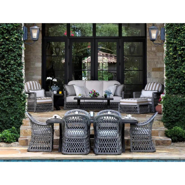 Rectangular 7PC Outdoor Dining Set Wicker Armchairs Outdoor Dining Sets LOOMLAN By LOOMLAN