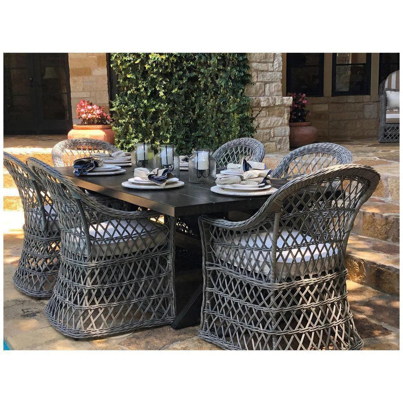 Rectangular 7PC Outdoor Dining Set Wicker Armchairs Outdoor Dining Sets LOOMLAN By LOOMLAN