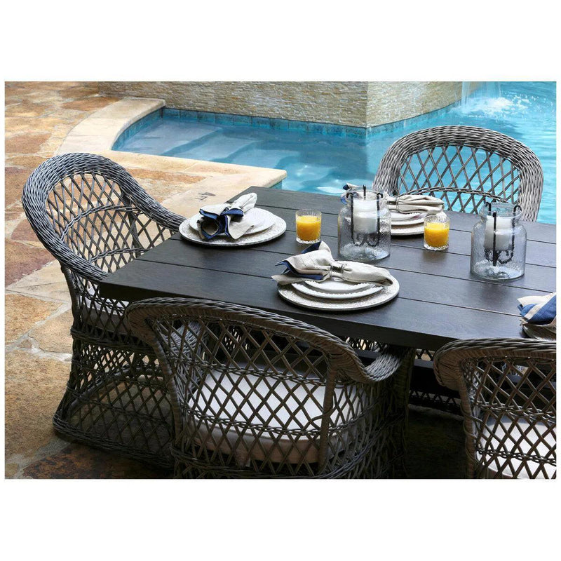 Rectangular 7PC Outdoor Dining Set Wicker Armchairs Outdoor Dining Sets LOOMLAN By LOOMLAN