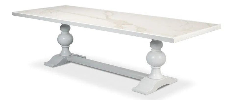 Rectangular Trestle Dining Table Seats 8 Cortina White Dining Tables LOOMLAN By Sarreid