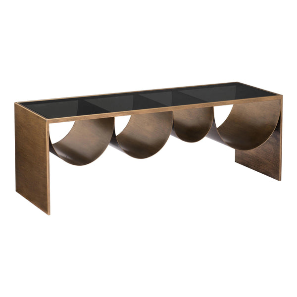 Reed Glass and Black Steel Rectangular Coffee Table Coffee Tables LOOMLAN By Zuo Modern