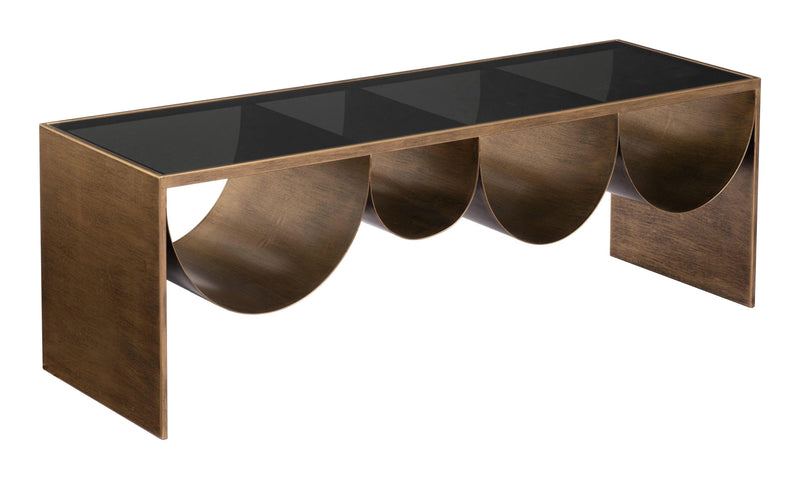 Reed Glass and Black Steel Rectangular Coffee Table Coffee Tables LOOMLAN By Zuo Modern