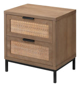 Reed Rattan 2 Drawer Mid Century Modern Side Table Side Tables LOOMLAN By Jamie Young