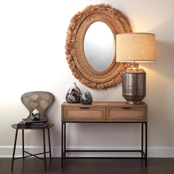 Reed Rattan Console Table With Drawers Coastal Life Console Tables LOOMLAN By Jamie Young