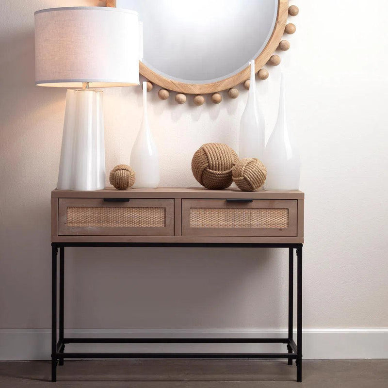 Reed Rattan Console Table With Drawers Coastal Life Console Tables LOOMLAN By Jamie Young