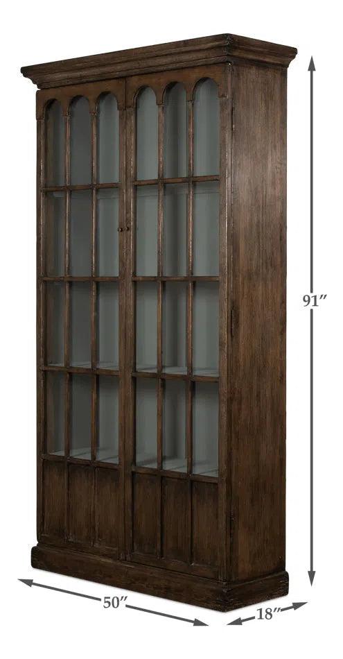 Refined Arches Tall Curio Bookcase Glass Doors Bookcases LOOMLAN By Sarreid