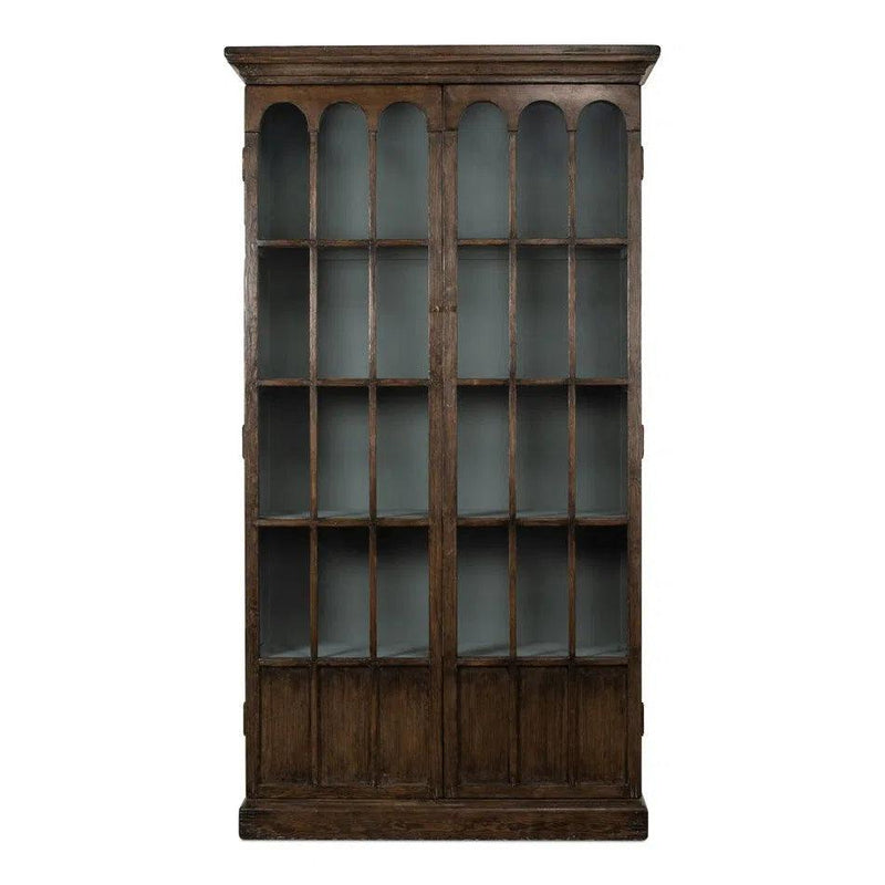 Refined Arches Tall Curio Bookcase Glass Doors Bookcases LOOMLAN By Sarreid