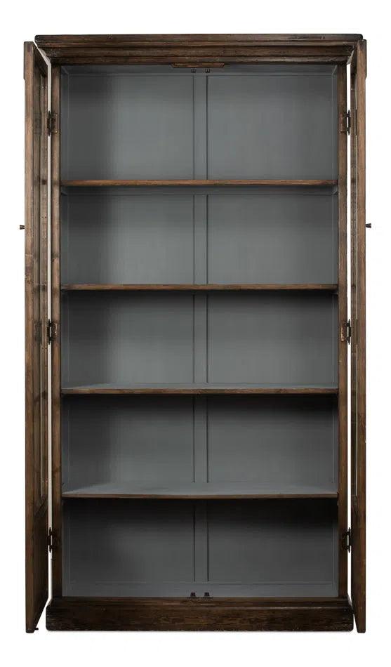 Refined Arches Tall Curio Bookcase Glass Doors Bookcases LOOMLAN By Sarreid