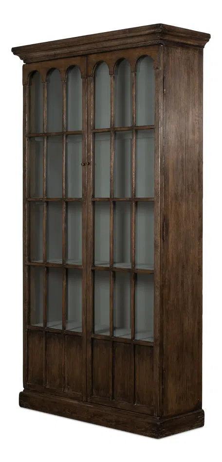 Refined Arches Tall Curio Bookcase Glass Doors Bookcases LOOMLAN By Sarreid