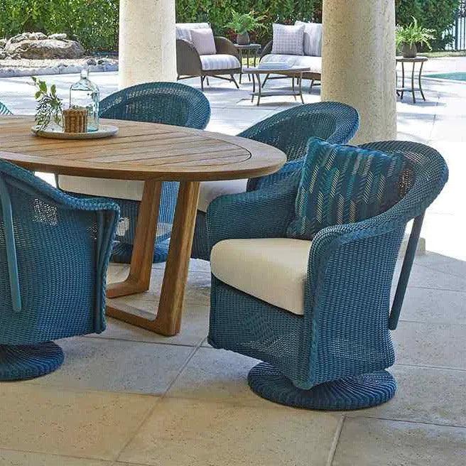 Reflections Wicker Patio Swivel Rocker Dining Chair Lloyd Flanders Outdoor Dining Chairs LOOMLAN By Lloyd Flanders