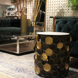 Regal Medallion Iron and Stone Gold Round Side Table Side Tables LOOMLAN By LH Imports