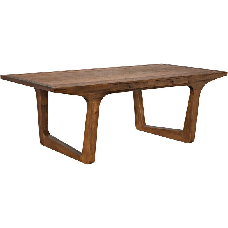 Regal Walnut Wood Modern Rectangular Dining Table Sled Base Dining Tables LOOMLAN By Noir