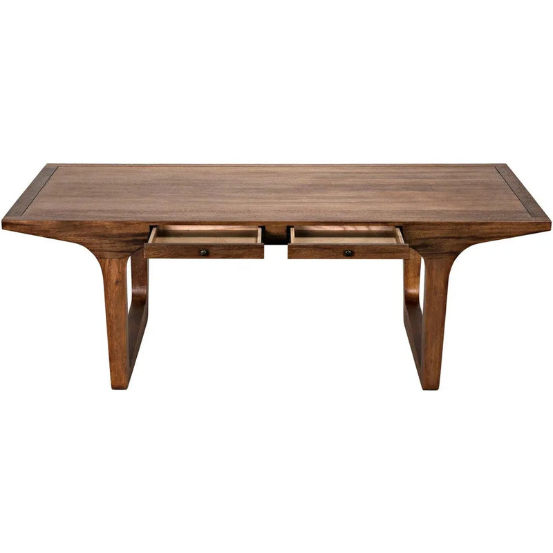 Regal Walnut Wood Modern Rectangular Dining Table Sled Base Dining Tables LOOMLAN By Noir