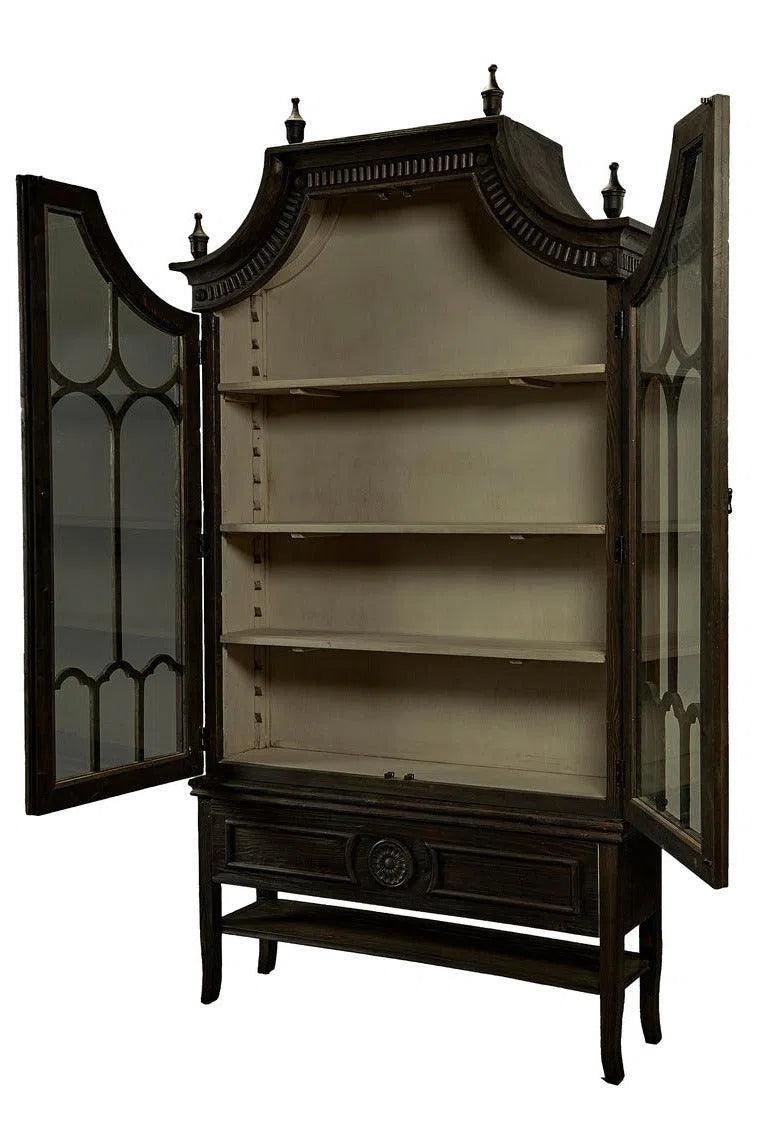 Reims Cathedral Black Arched Cabinet Buffets & Curios LOOMLAN By Furniture Classics