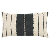 Remi Stripe Gray Lumbar Pillow With Insert Throw Pillows LOOMLAN By LOOMLAN