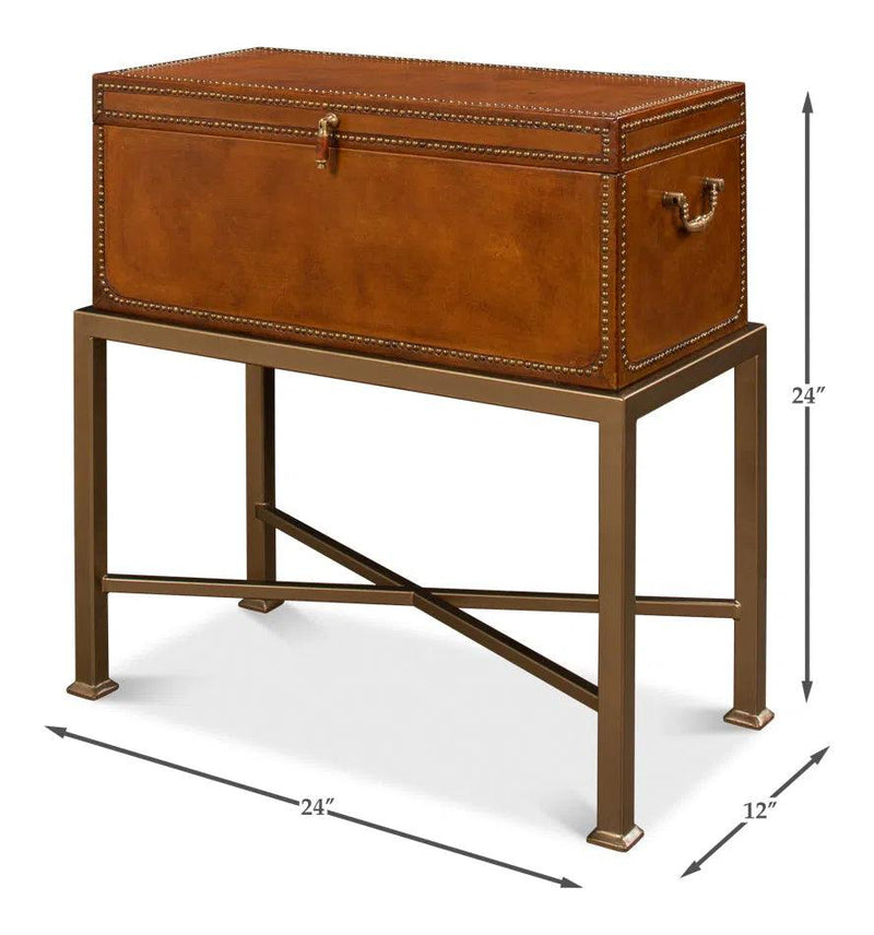 Remington Leather Box On Stand Side Tables LOOMLAN By Sarreid