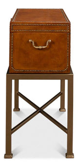 Remington Leather Box On Stand Side Tables LOOMLAN By Sarreid