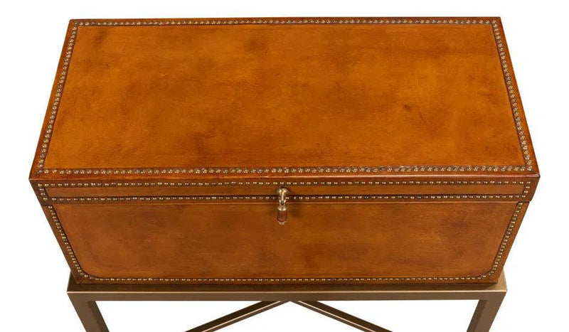 Remington Leather Box On Stand Side Tables LOOMLAN By Sarreid