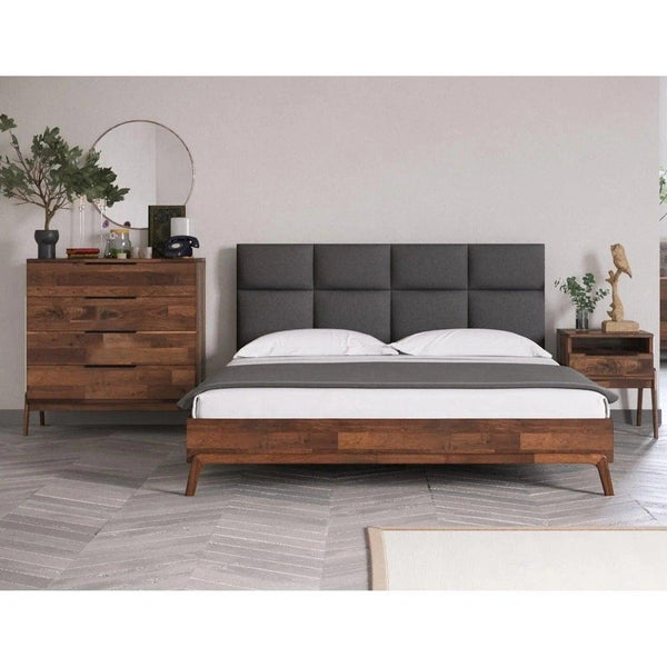 Remix Grey Upholstered Platform Bed Beds LOOMLAN By LH Imports