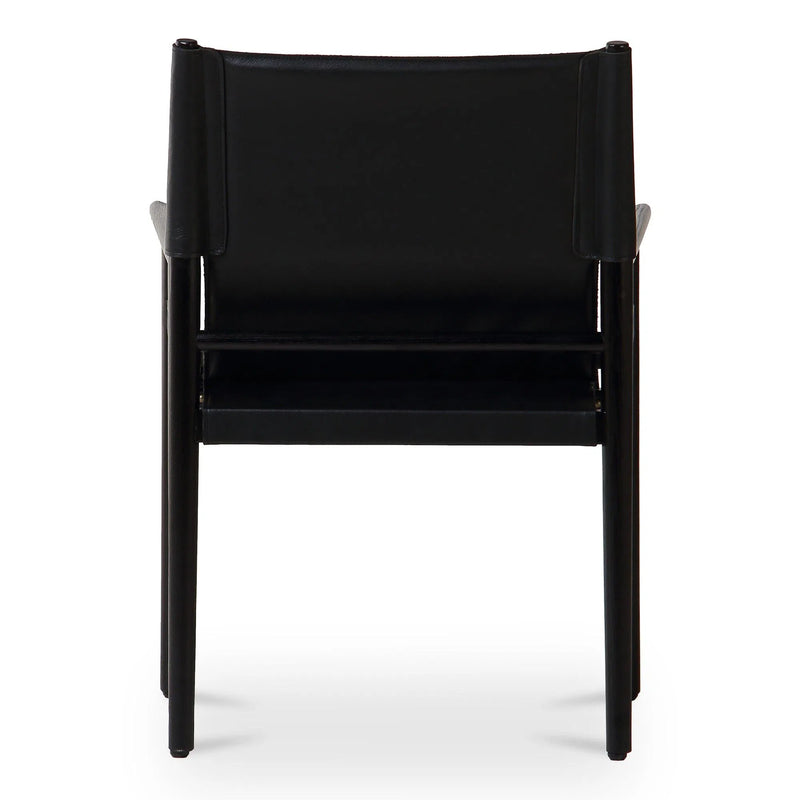 Remy Top-Grain Buffalo Leather and Ash Wood Black Dining Armchair Dining Chairs LOOMLAN By Moe's Home