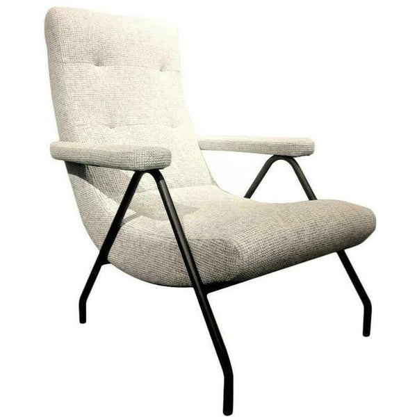 Retro Lounge Chair Light Grey Tweed Upholstered Seat Scooped Seat Club Chairs LOOMLAN By LH Imports