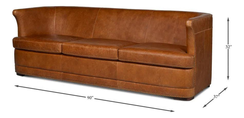 Retro Mcmillan Distilled Leather Sofa Sofas & Loveseats LOOMLAN By Sarreid