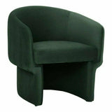 Retro Shape Dark Green Velvet Barrel Type Accent Armchair Club Chairs LOOMLAN By Moe's Home