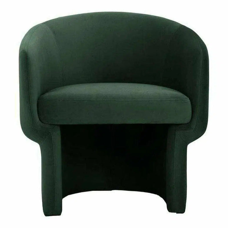 Retro Shape Dark Green Velvet Barrel Type Accent Armchair Club Chairs LOOMLAN By Moe's Home