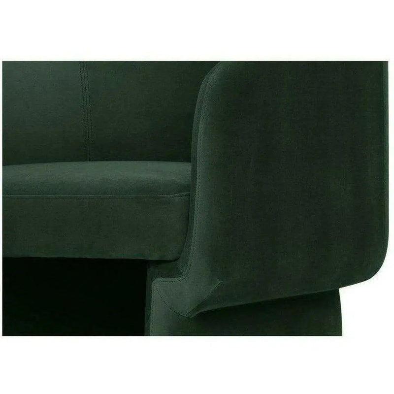 Retro Shape Dark Green Velvet Barrel Type Accent Armchair Club Chairs LOOMLAN By Moe's Home