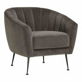 Retro Tufted Grey Velvet Bucket Chair Occasional Seating Club Chairs LOOMLAN By Moe's Home