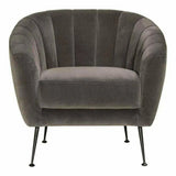 Retro Tufted Grey Velvet Bucket Chair Occasional Seating Club Chairs LOOMLAN By Moe's Home