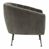 Retro Tufted Grey Velvet Bucket Chair Occasional Seating Club Chairs LOOMLAN By Moe's Home