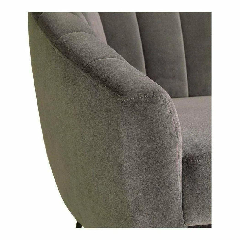 Retro Tufted Grey Velvet Bucket Chair Occasional Seating Club Chairs LOOMLAN By Moe's Home