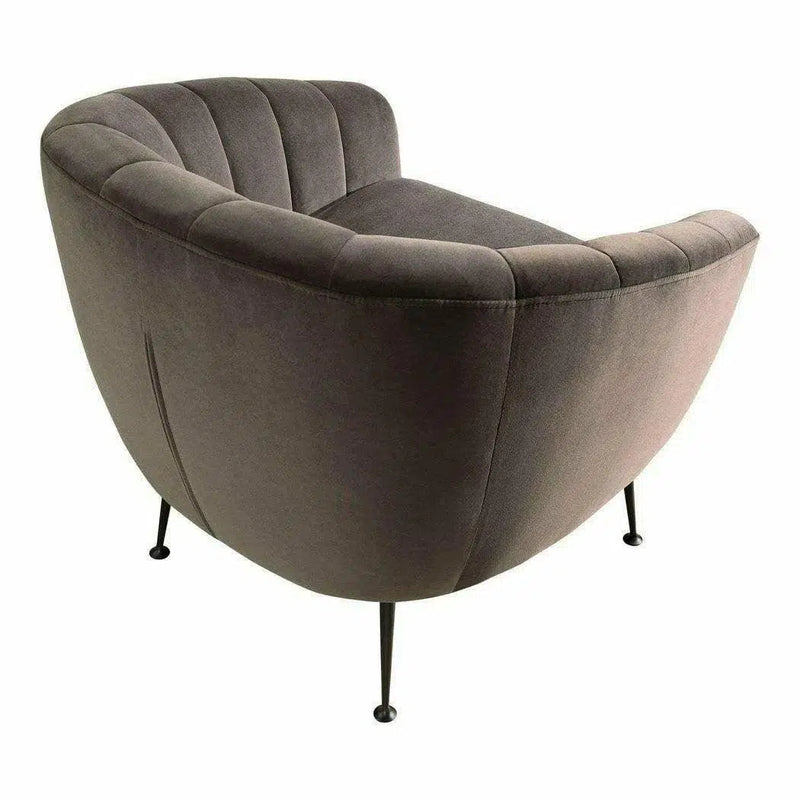 Retro Tufted Grey Velvet Bucket Chair Occasional Seating Club Chairs LOOMLAN By Moe's Home