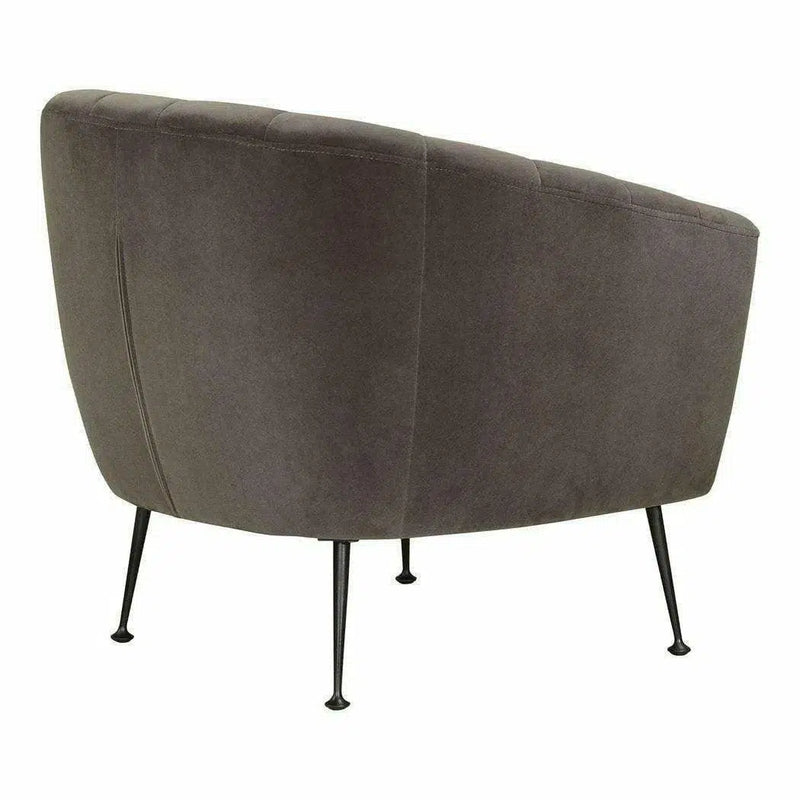 Retro Tufted Grey Velvet Bucket Chair Occasional Seating Club Chairs LOOMLAN By Moe's Home