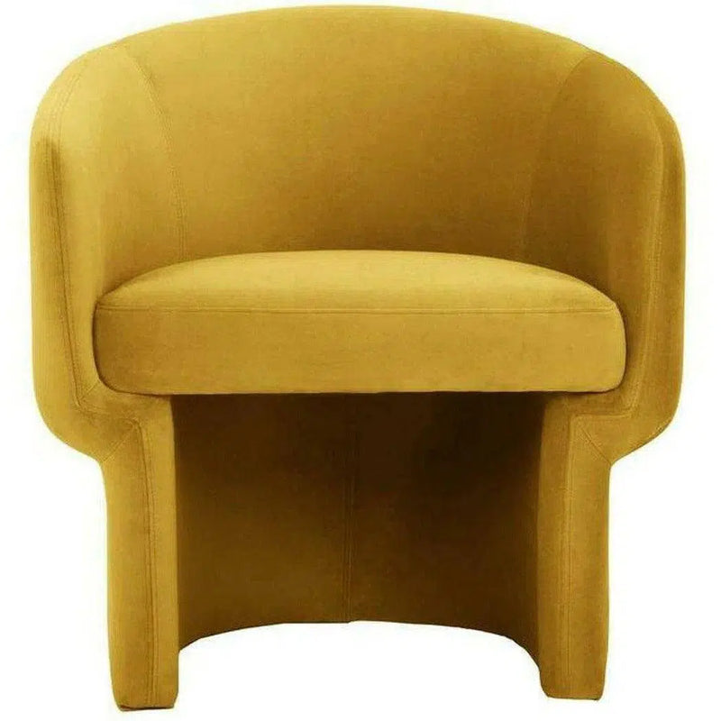 Retro Unique Shape Mustard Velvet Barrel Type Accent Armchair Club Chairs LOOMLAN By Moe's Home