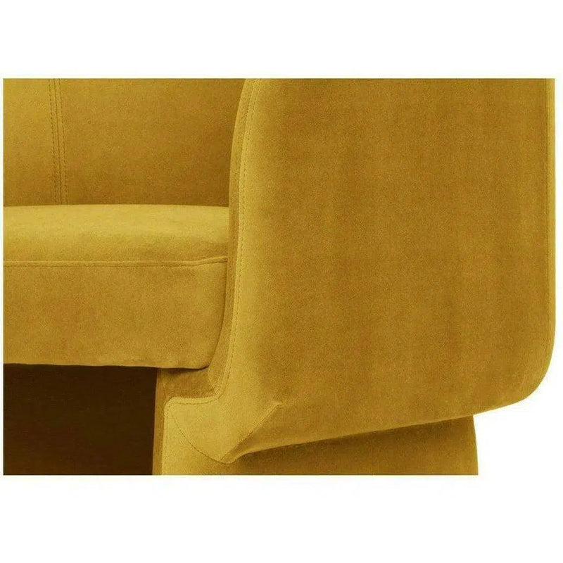 Retro Unique Shape Mustard Velvet Barrel Type Accent Armchair Club Chairs LOOMLAN By Moe's Home