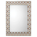 Reversible Blue Lacquer Paper Kaleidoscope Rectangle Wall Mirror Wall Mirrors LOOMLAN By Jamie Young